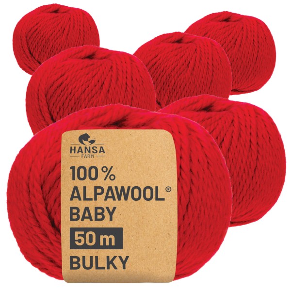 Alpawool® Baby 50 Bulky CF177 - 6x50g Alpakawolle Rot