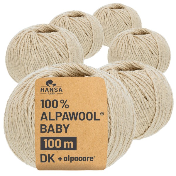 Alpawool® Baby 100 DK waschbar NFA02 - 6x50g Alpakawolle Beige