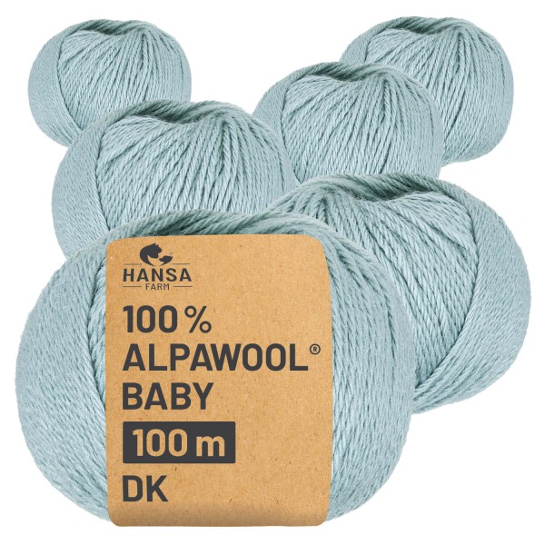 Alpawool® Baby 100 DK CF243 - 6x50g Alpakawolle Eisblau