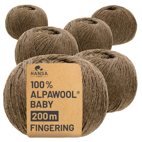 Alpawool® Baby 200 Fingering NFA06 - 6x50g Alpakawolle Braun