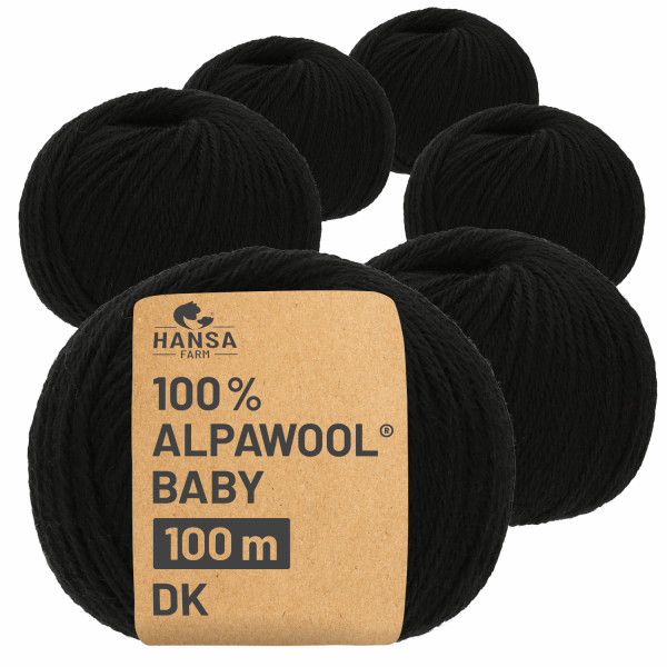 300g Baby Alpakawolle DK Schwarz (NFA15)
