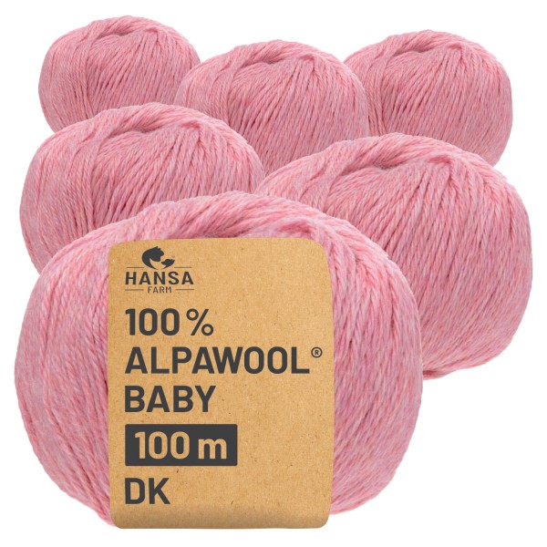 Alpawool® Baby 100 DK HF161 - 6x50g Alpakawolle Perlrosa Melange