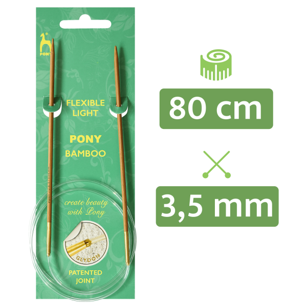 PONY® Bamboo Rundstricknadel 3,50 mm / 80 cm