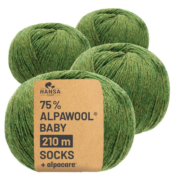 Alpawool® Baby Socks waschbar HF285 - 4x56g Alpakawolle Mittelgrün Melange