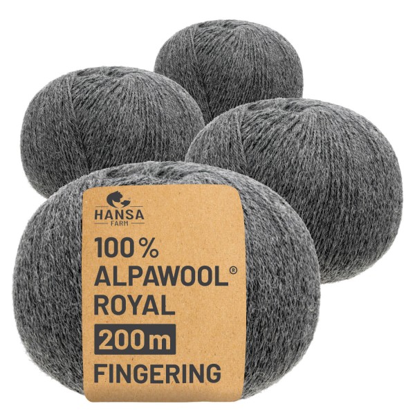 Alpawool® Royal 200 Fingering NFA12 - 4x50g Alpakawolle Dunkelgrau