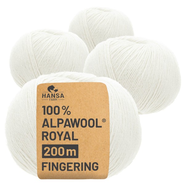 Alpawool® Royal 200 Fingering NFA01 - 4x50g Alpakawolle Natur