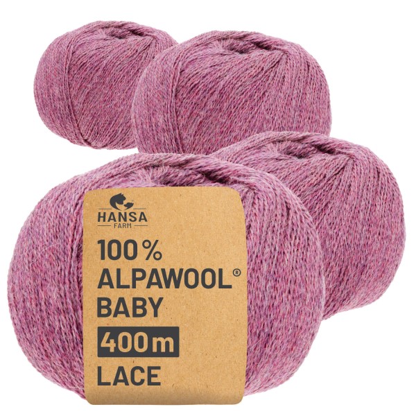 Alpawool® Baby 400 Lace HF197 - 4x50g Alpakawolle Beere Melange