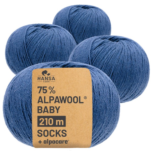 Alpawool® Baby Socks waschbar CF245 - 4x56g Alpakawolle Jeansblau