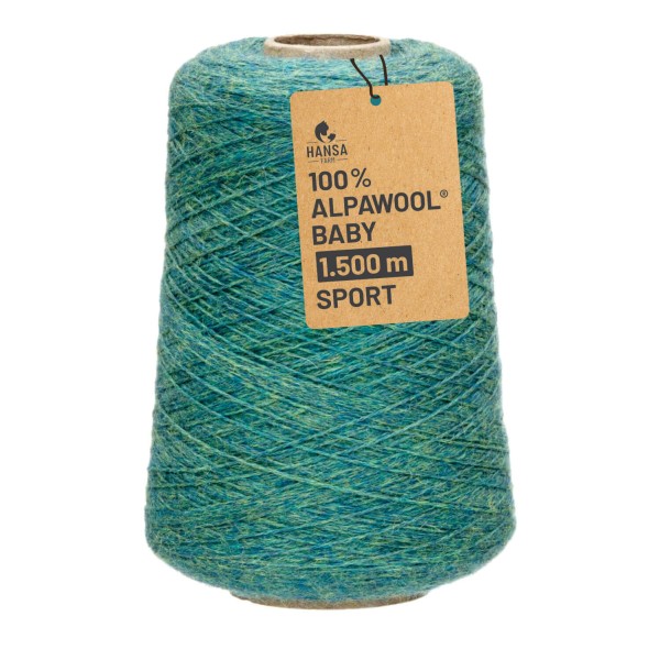 Alpawool® Baby 150 Sport HF266 - 500g Alpakawolle Kone Blau-Grün Melange