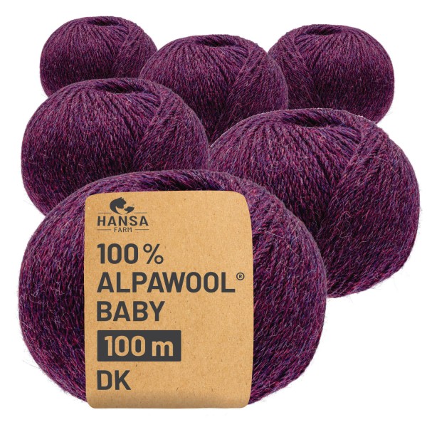 Alpawool® Baby 100 DK HF206 - 6x50g Alpakawolle Marmelade Lila Melange