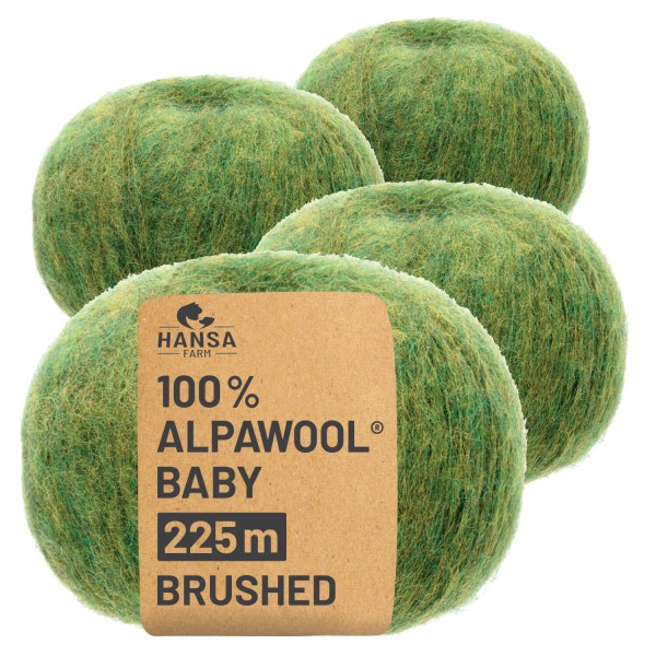 Alpawool® Baby Brushed HF285 - 4x50g Alpakawolle Mittelgrün Melange