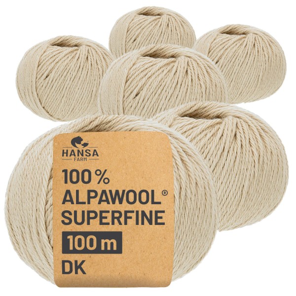 Alpawool® Superfine 100 DK NFA02 - 6x50g Alpakawolle Beige