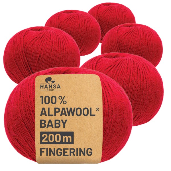Alpawool® Baby 200 Fingering CF177 - 6x50g Alpakawolle Rot