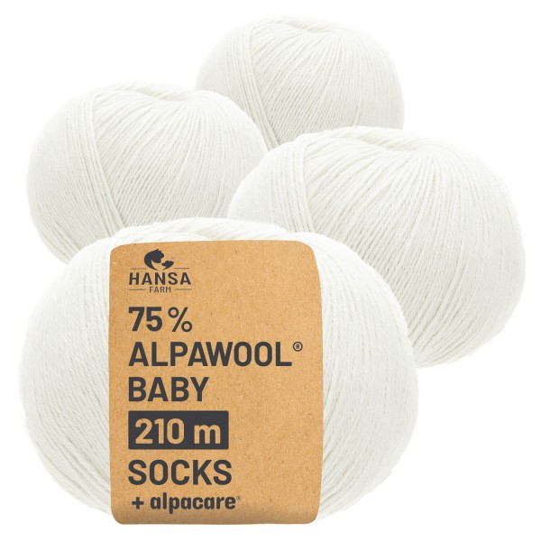 Alpawool® Baby Socks waschbar NFA01 - 4x56g Alpakawolle Natur