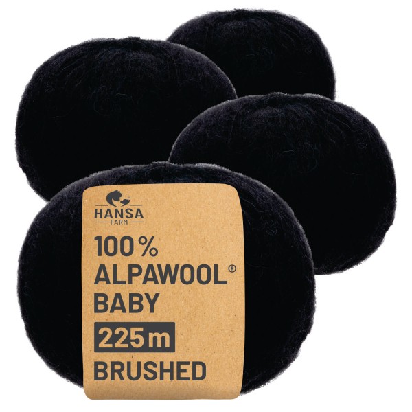 Alpawool® Baby Brushed NFA15 - 4x50g Alpakawolle Schwarz