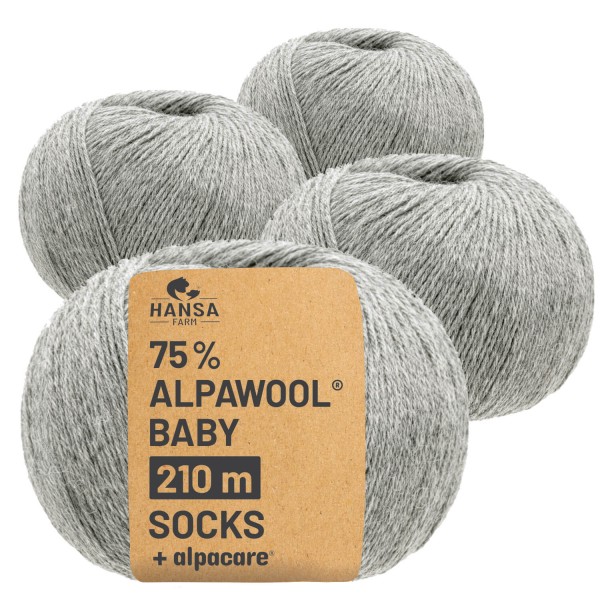 Alpawool® Baby Socks waschbar NFA10 - 4x56g Alpakawolle Hellgrau