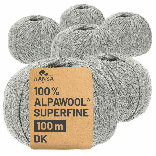 Alpawool® Superfine 100 DK NFA10 - 6x50g Alpakawolle Hellgrau