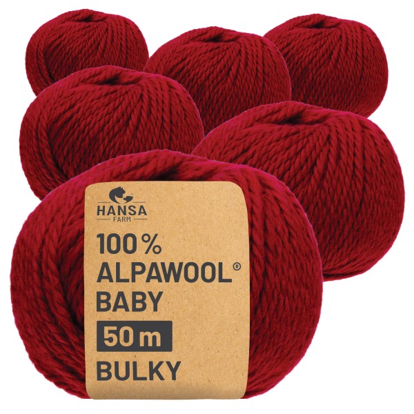 Alpawool® Baby 50 Bulky CF179 - 6x50g Alpakawolle Weinrot