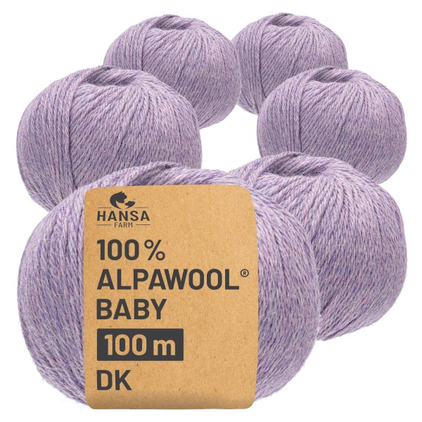 Alpawool® Baby 100 DK HF212 - 6x50g Alpakawolle Floral Lila Melange