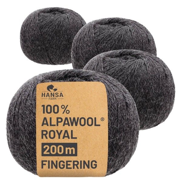 Alpawool® Royal 200 Fingering NFA14 - 4x50g Alpakawolle Anthrazit