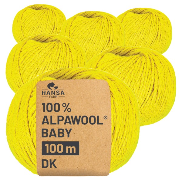 Alpawool® Baby 100 DK CF124 - 6x50g Alpakawolle Sunny Yellow