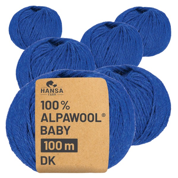 Alpawool® Baby 100 DK HF234 - 6x50g Alpakawolle Royal-Blau Melange