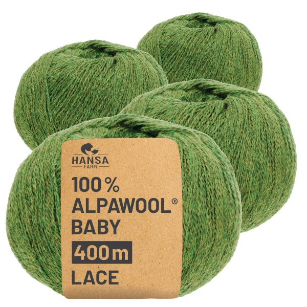 Alpawool® Baby 400 Lace HF285 - 4x50g Alpakawolle Mittelgrün Melange