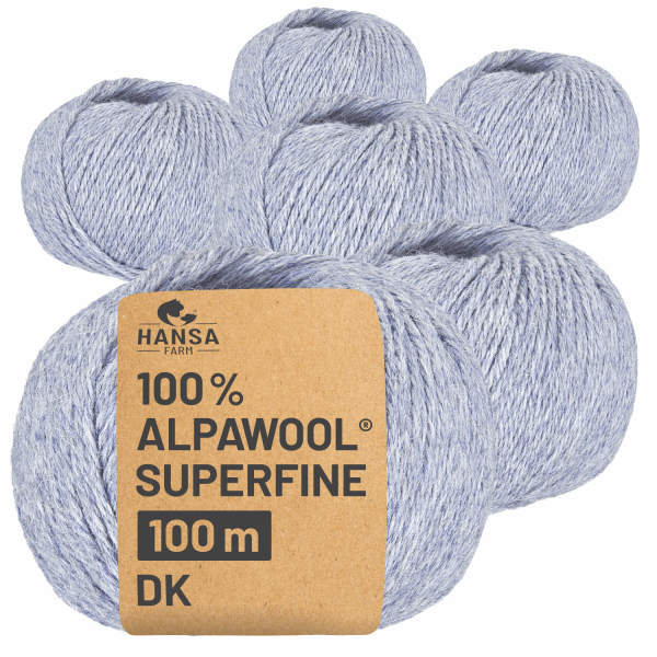 Alpawool® Superfine 100 DK HF241 - 6x50g Alpakawolle Gletscher Melange