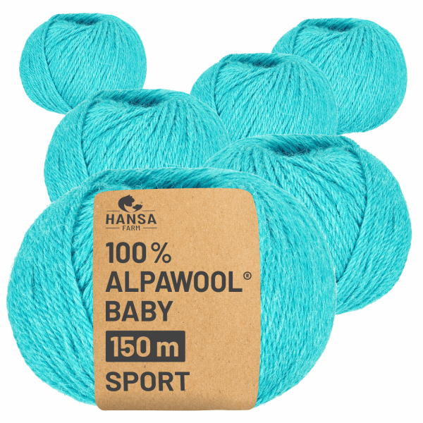 Alpawool® Baby 150 Sport HF255 - 6x50g Alpakawolle Lagune Melange