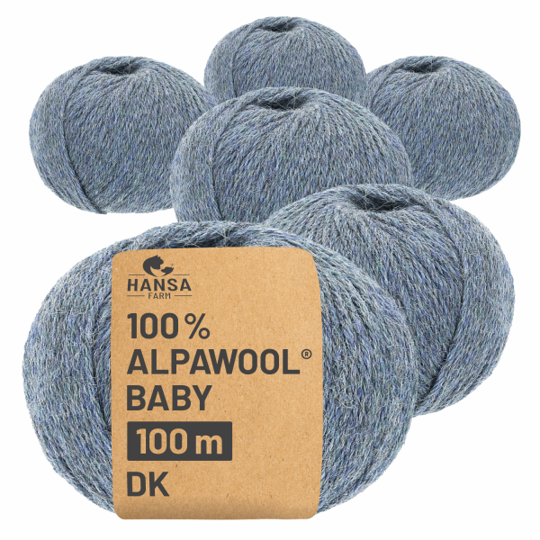 Alpawool® Baby 100 DK HF243 - 6x50g Alpakawolle Grau-Grün Melange