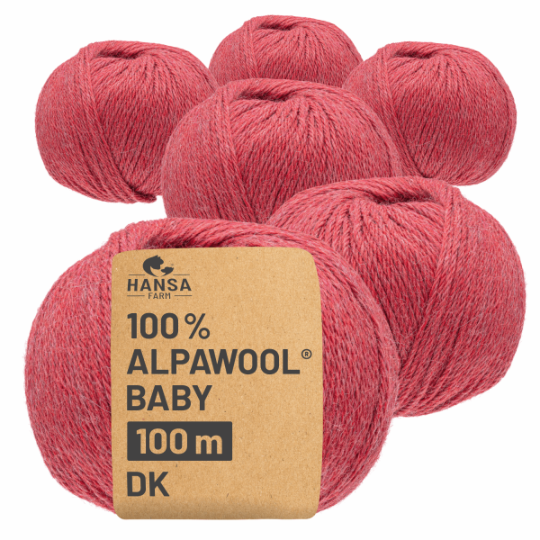 300g Baby Alpakawolle DK Blush Rot heather (HF173)