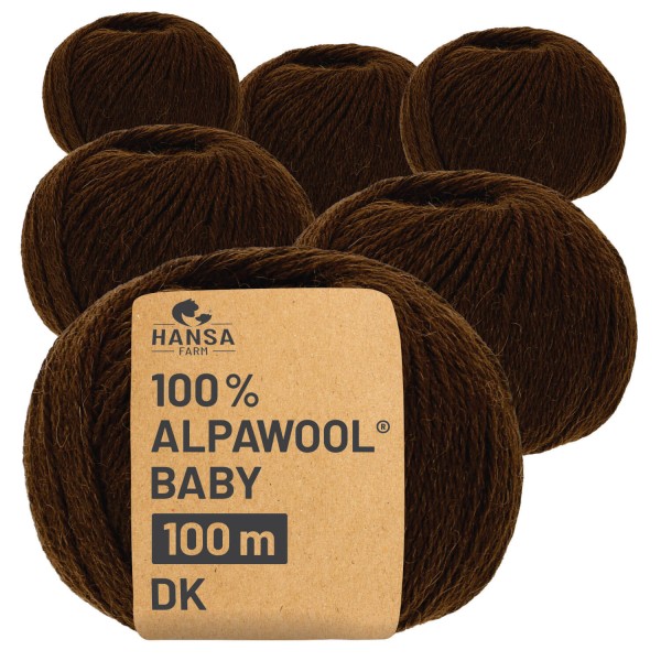 Alpawool® Baby 100 DK NFA08 - 6x50g Alpakawolle Schoko