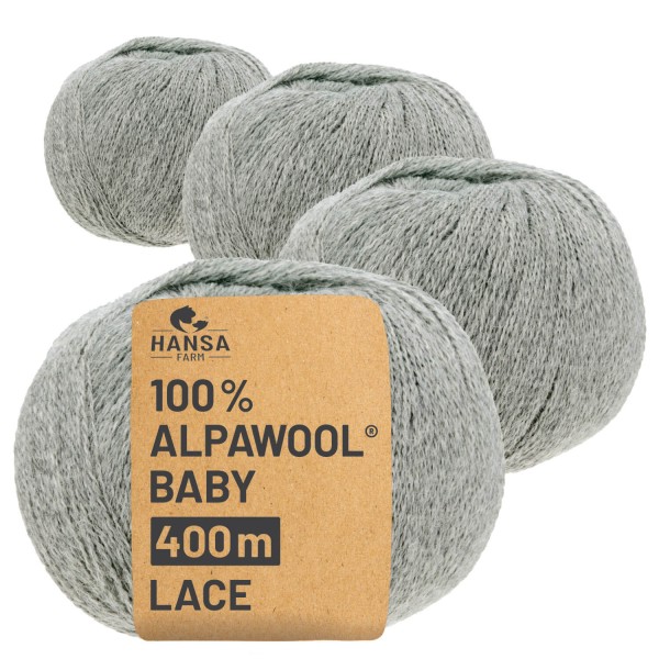 Alpawool® Baby 400 Lace NFA10 - 4x50g Alpakawolle Hellgrau