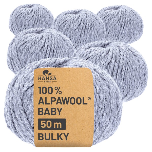 Alpawool® Baby 50 Bulky HF241 - 6x50g Alpakawolle Gletscher Melange