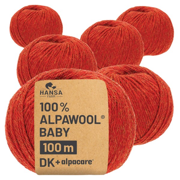 Alpawool® Baby 100 DK waschbar HF149 - 6x50g Alpakawolle Orange Melange