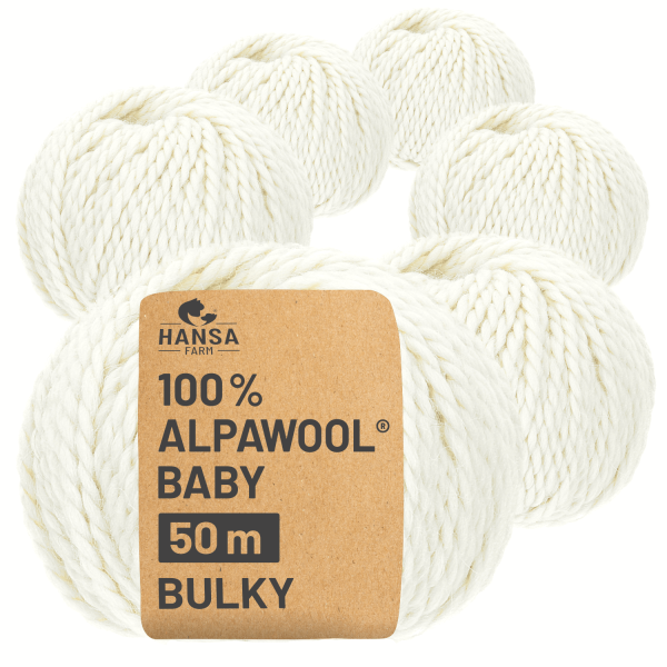 Alpawool® Baby 50 Bulky NFA01 - 6x50g Alpakawolle Natur
