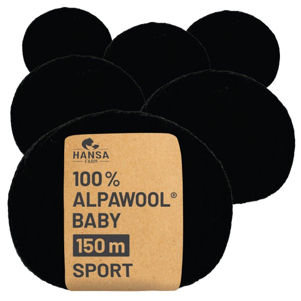 Alpawool® Baby 150 Sport NFA15 - 6x50g Alpakawolle Schwarz