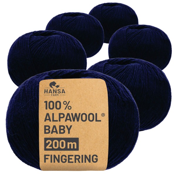 Alpawool® Baby 200 Fingering CF239 - 6x50g Alpakawolle Dunkelblau