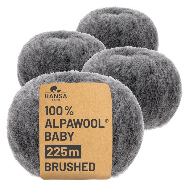 Alpawool® Baby Brushed NFA12 - 4x50g Alpakawolle Dunkelgrau