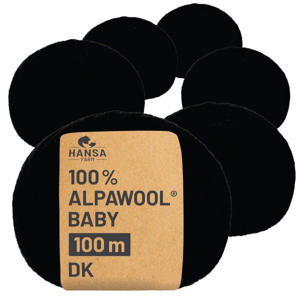 Alpawool® Baby 100 DK NFA15 - 6x50g Alpakawolle Schwarz