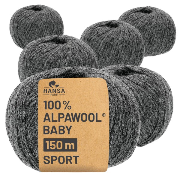 Alpawool® Baby 150 Sport NFA12 - 6x50g Alpakawolle Dunkelgrau
