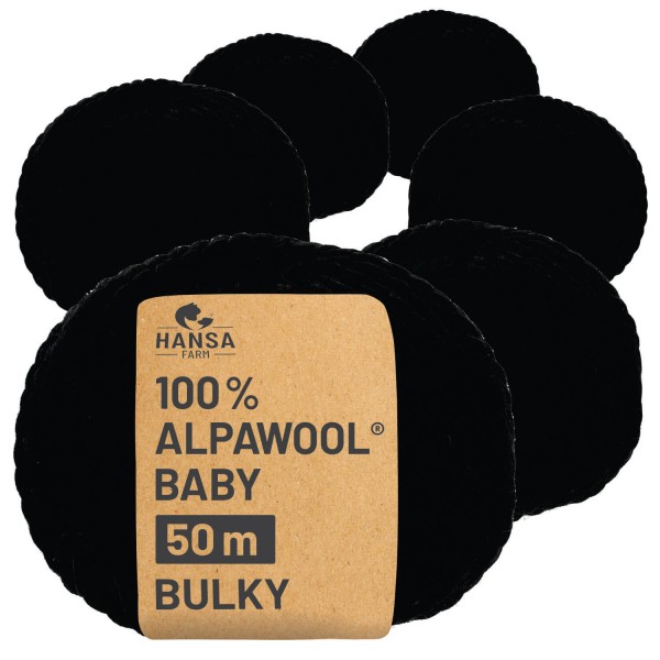 Alpawool® Baby 50 Bulky NFA15 - 6x50g Alpakawolle Schwarz