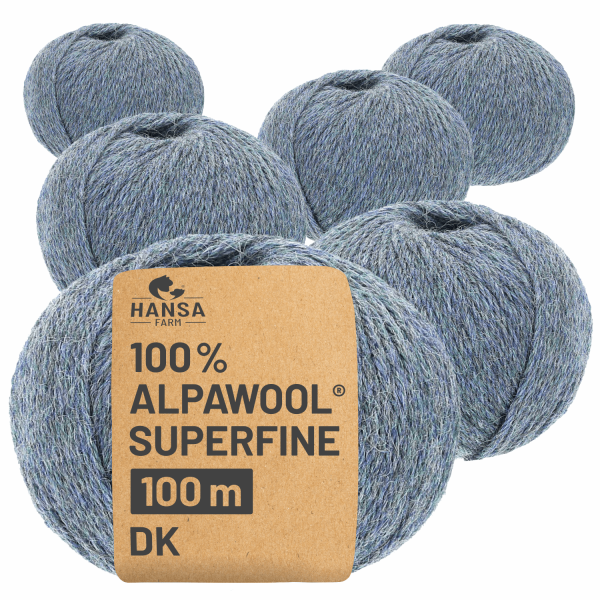 Alpawool® Superfine 100 DK HF243 - 6x50g Alpakawolle Grau-Grün Melange