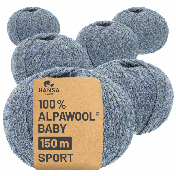 Alpawool® Baby 150 Sport HF243 - 6x50g Alpakawolle Grau-Grün Melange