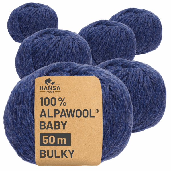 300g Baby Alpakawolle BULKY Dunkelblau heather (HF236)