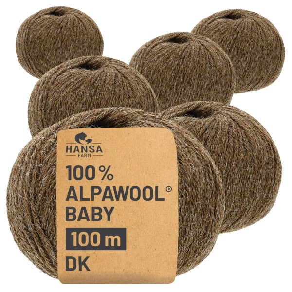 Alpawool® Baby 100 DK NFA06 - 6x50g Alpakawolle Braun