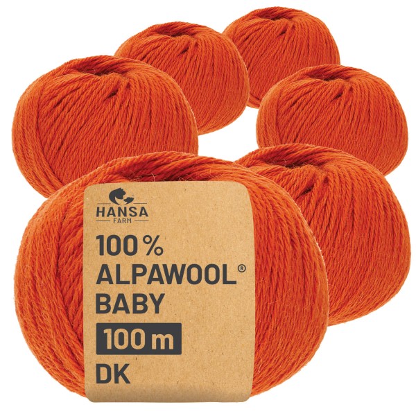 Alpawool® Baby 100 DK CF147 - 6x50g Alpakawolle Citrus Orange