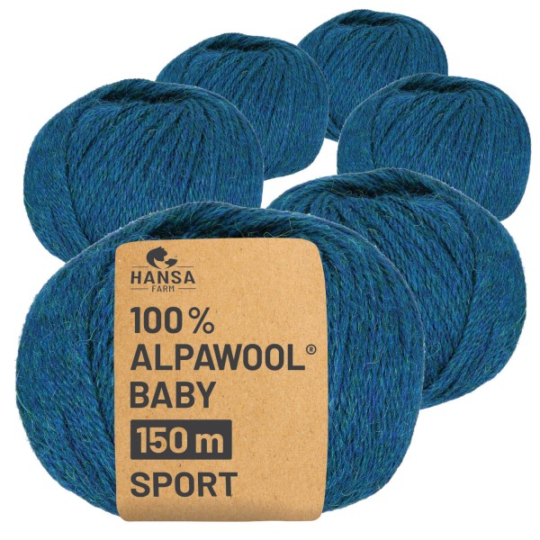 Alpawool® Baby 150 Sport HF259 - 6x50g Alpakawolle Deep Ocean Melange