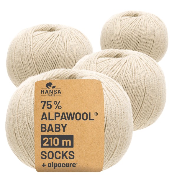 Alpawool® Baby Socks waschbar NFA02 - 4x56g Alpakawolle Beige