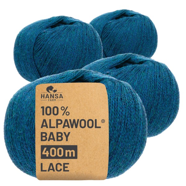 Alpawool® Baby 400 Lace HF259 - 4x50g Alpakawolle Deep Ocean Melange